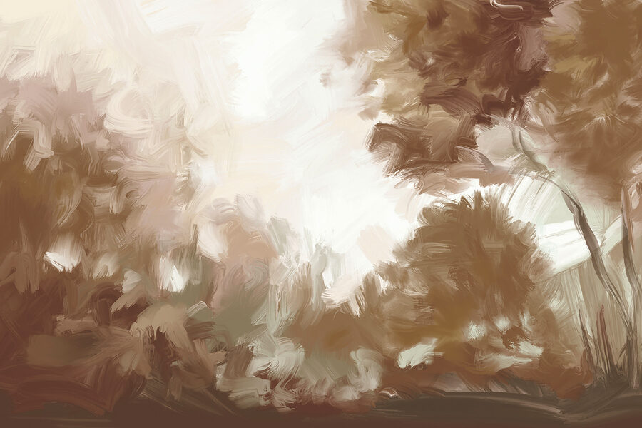 Painting of trees and bushes