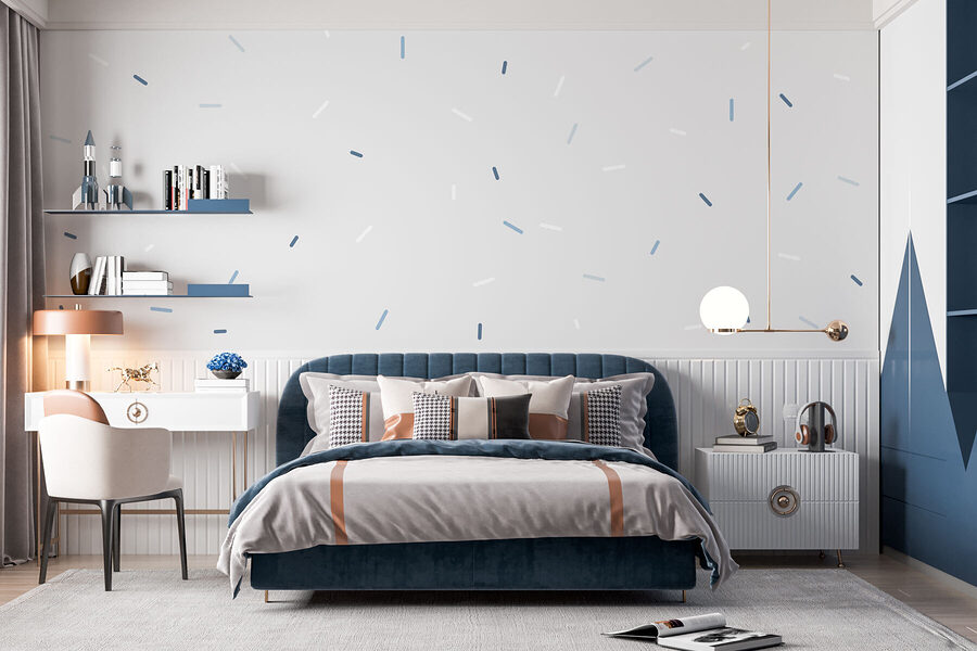 Wall murals White background with blue and white specks - Image 2