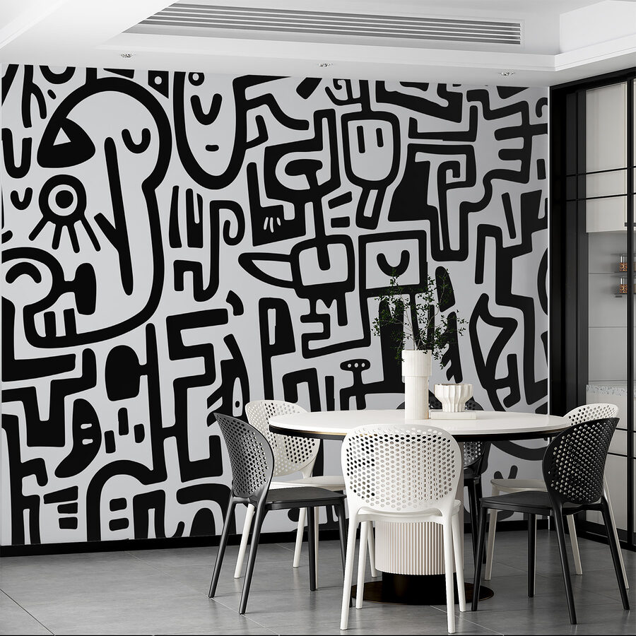 Wall murals Black and white pattern
