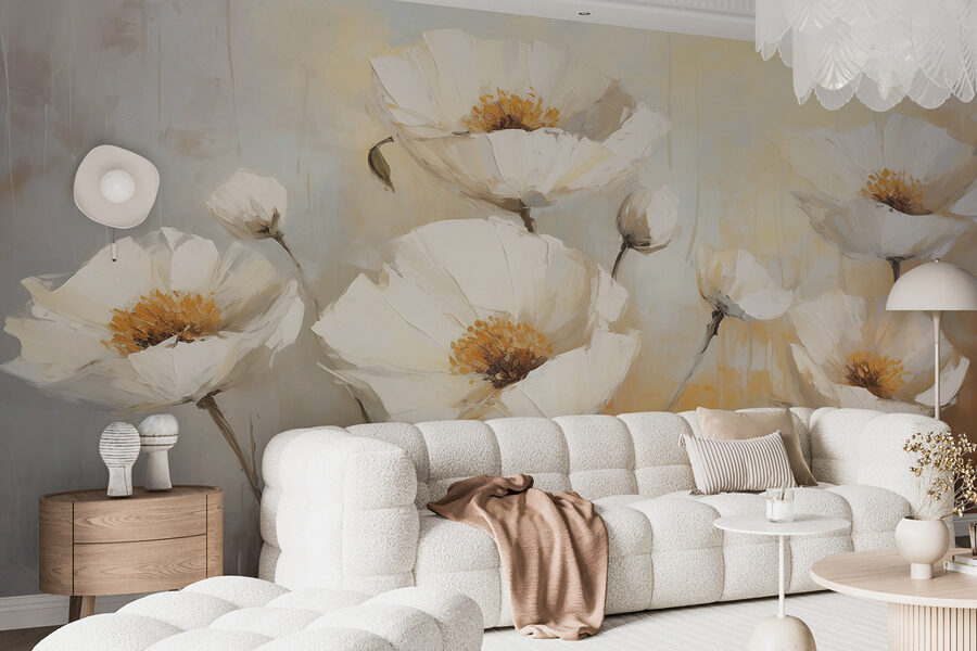 Painting of white flowers Painting of white flowers
