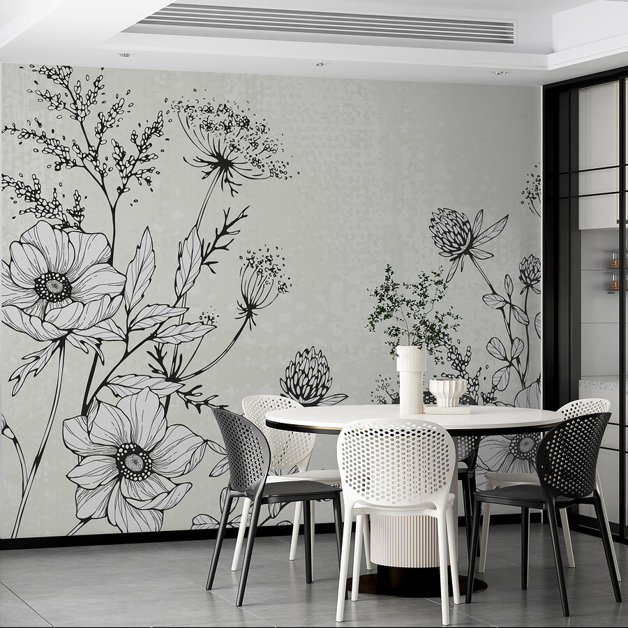 Drawing of flowers and leaves Drawing of flowers and leaves