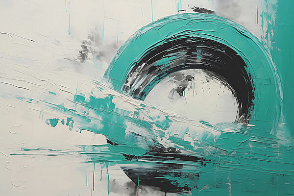 Painting of a circle with black and white paint Painting of a circle with black and white paint