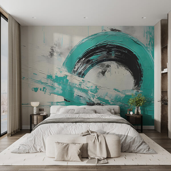 Wall murals Painting of a circle with black and white paint