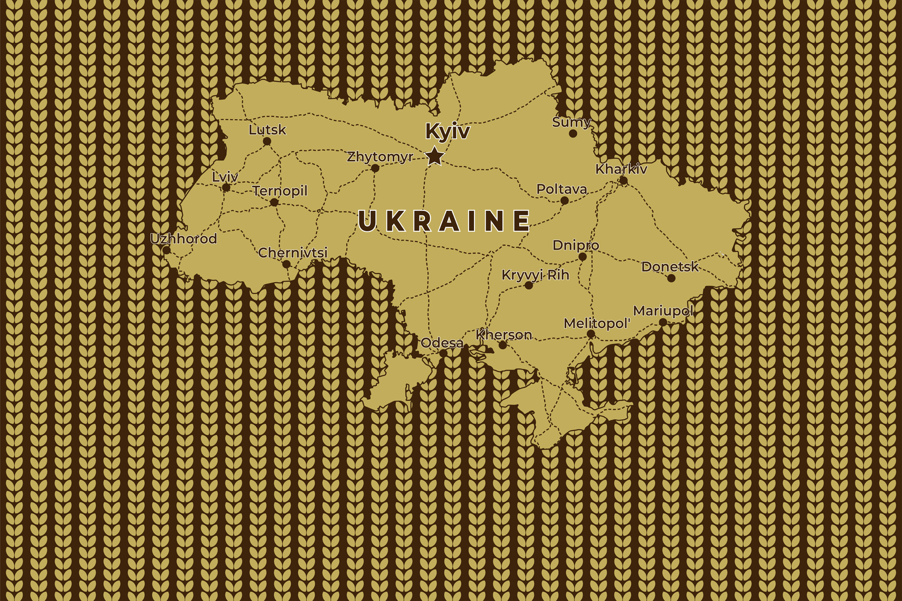 Map of ukraine with lines and cities Map of ukraine with lines and cities
