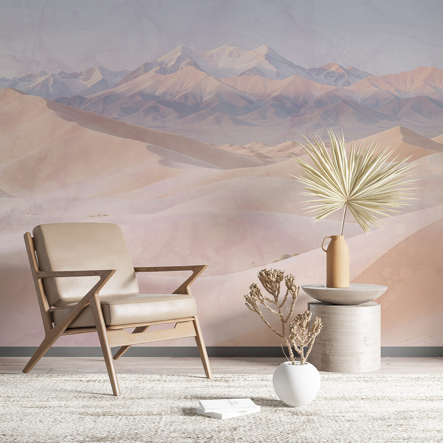 Sand dunes with mountains in the background