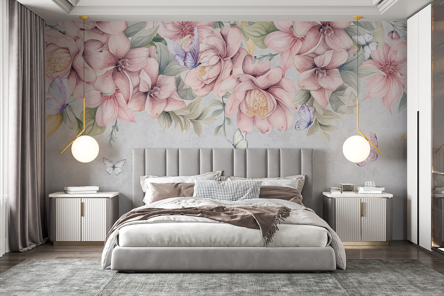 Close up of flowers and butterflies