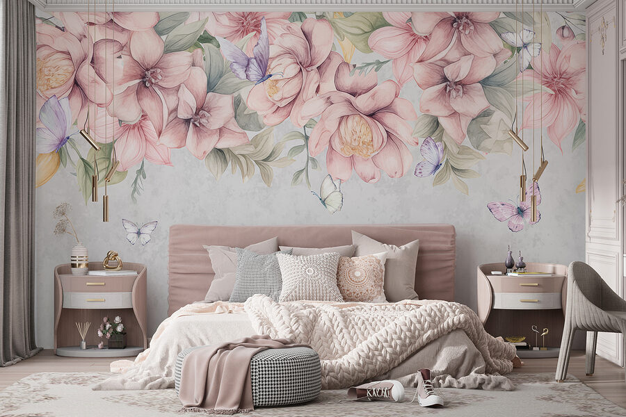 Close up of flowers and butterflies