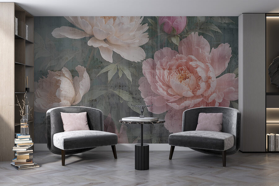Group of flowers on a gray background