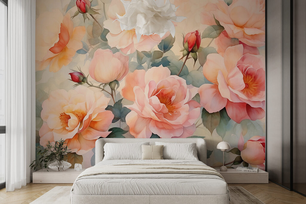 Painting of flowers on a wall
