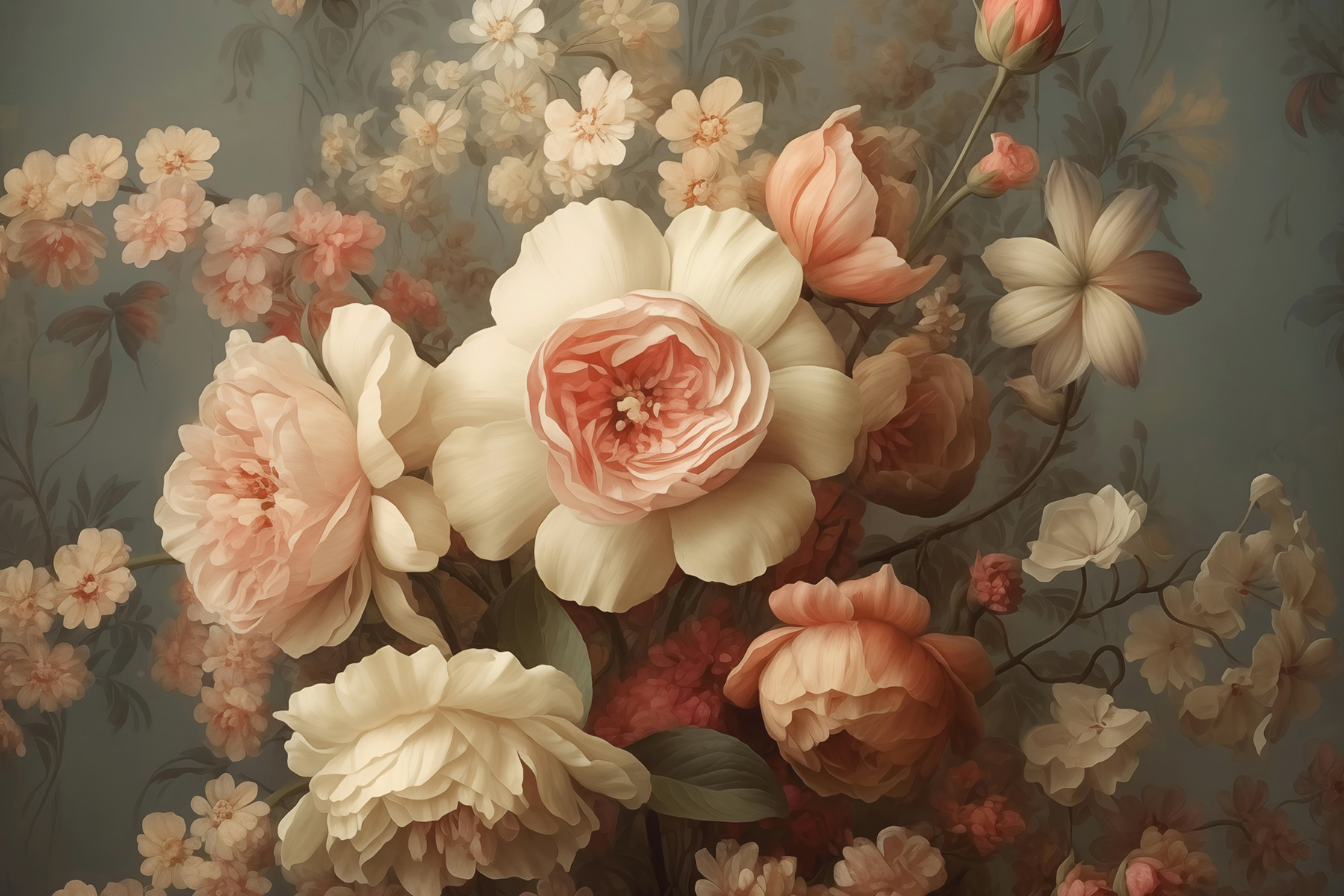 Painting of flowers on a wall Painting of flowers on a wall