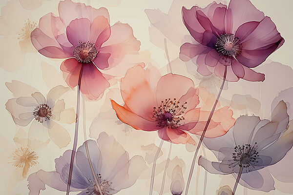 Group of flowers on a white background
