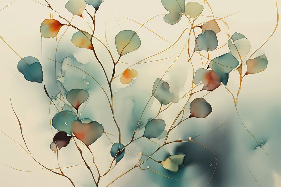 Painting of a plant with leaves