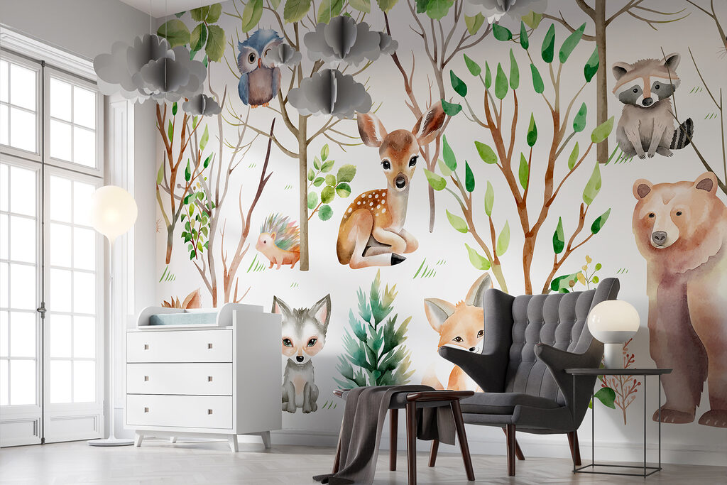 Group of animals in the woods Group of animals in the woods