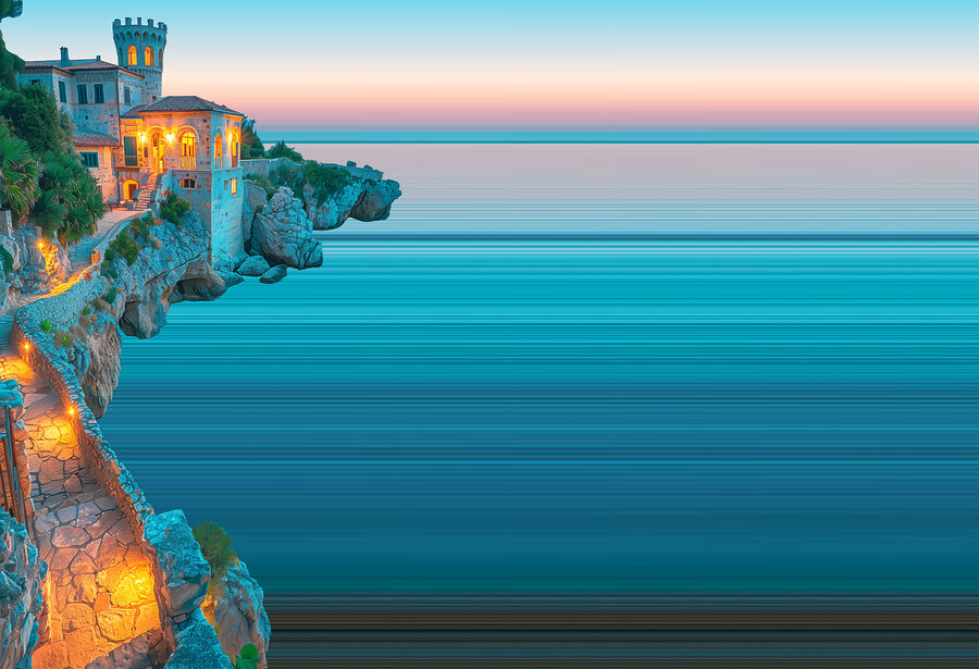 Building on a cliff above water