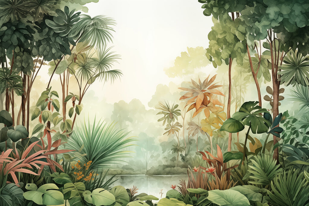 Watercolor painting of a forest Watercolor painting of a forest