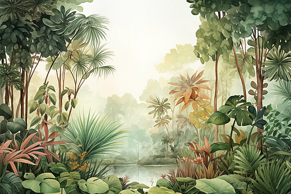 Watercolor painting of a forest Watercolor painting of a forest