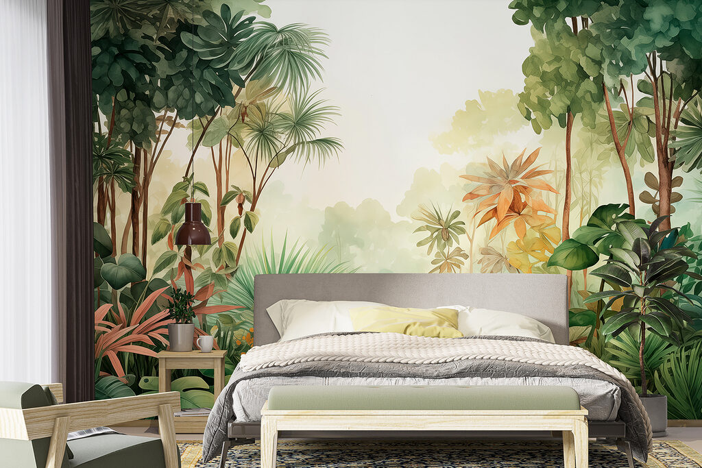 Watercolor painting of a forest Watercolor painting of a forest