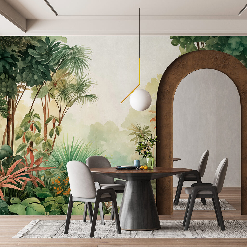 Watercolor painting of a forest Watercolor painting of a forest