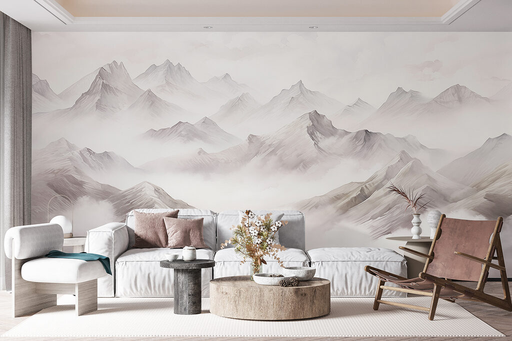 Mountain range with clouds