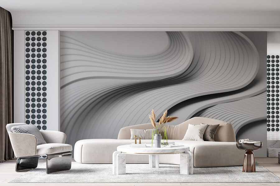 White and grey curved lines