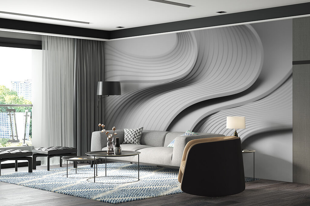 White and grey curved lines