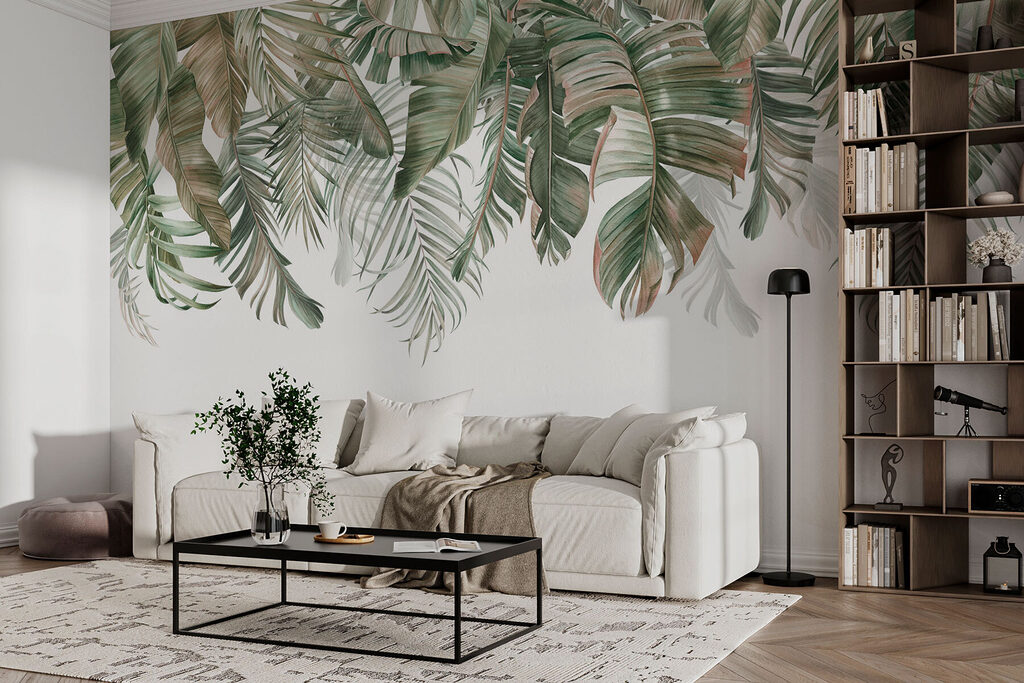 Row of green and brown leaves Row of green and brown leaves