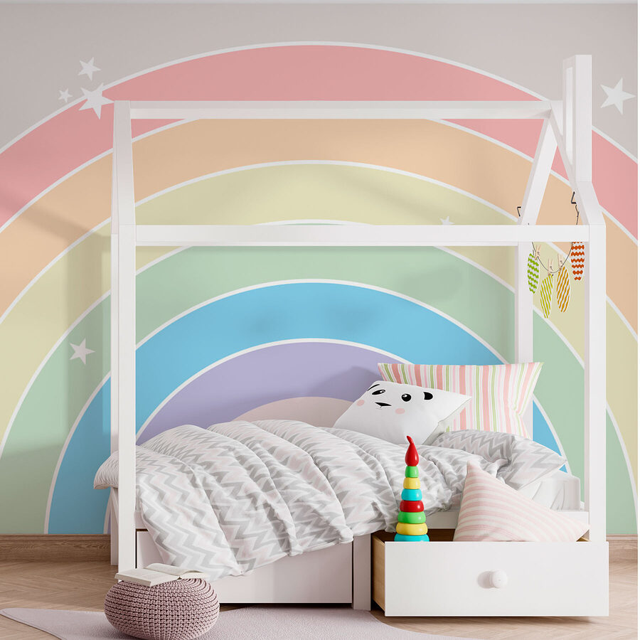 Wall murals Rainbow with stars in the sky