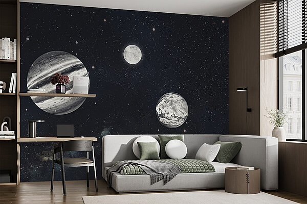 Planets in space with stars Planets in space with stars