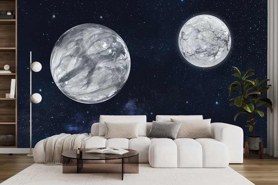 Wall murals Two planets in space