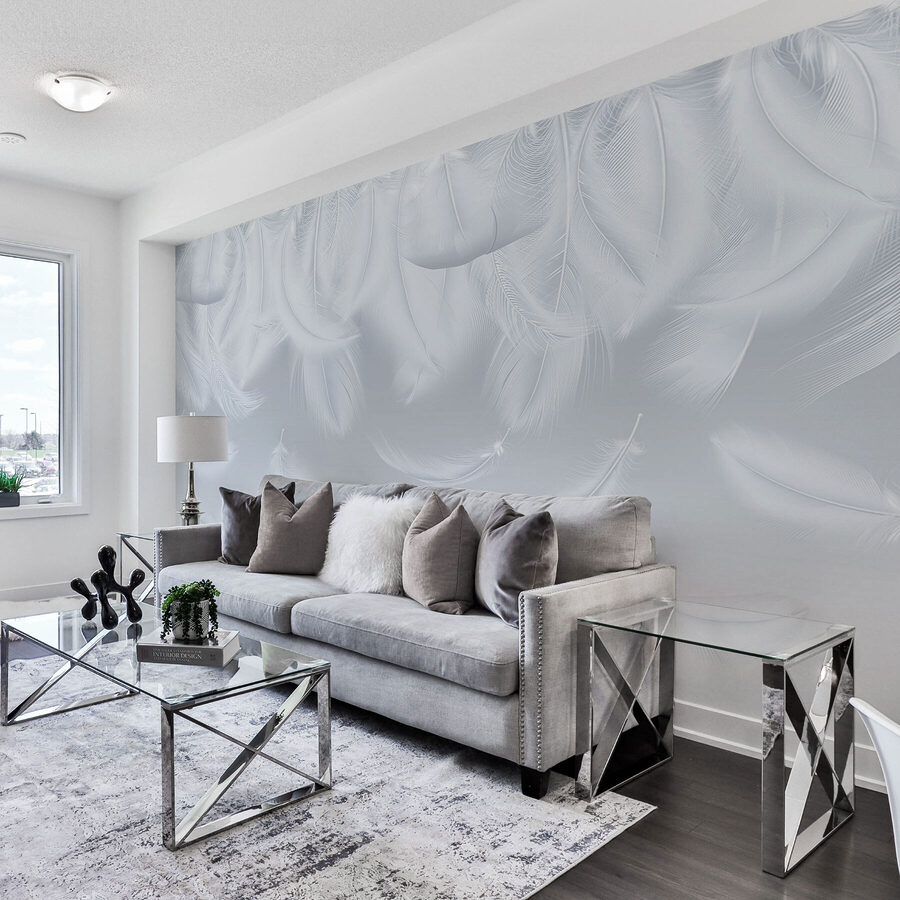 Wall murals White feathers falling down - Image 2