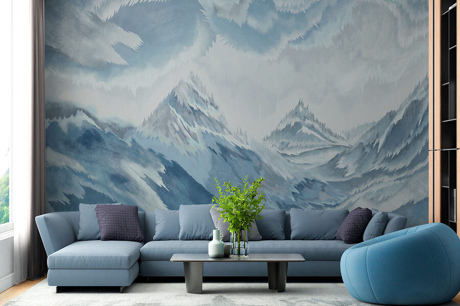 Painting of mountains and clouds Painting of mountains and clouds