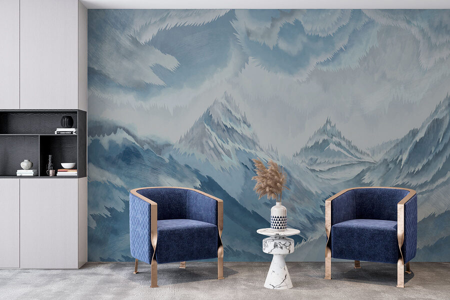 Painting of mountains and clouds Painting of mountains and clouds