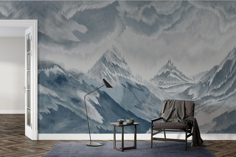 Painting of mountains and clouds Painting of mountains and clouds