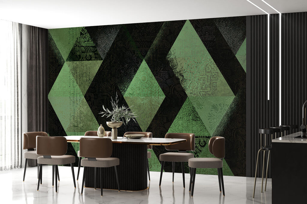 Black and green diamond pattern