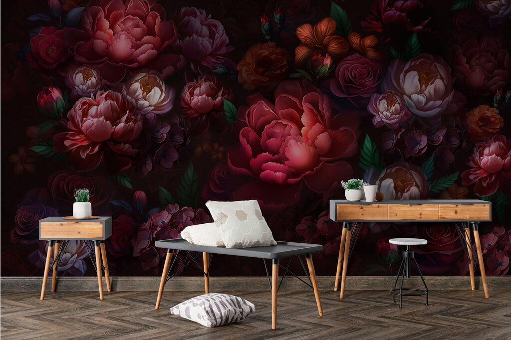 Group of flowers on a dark background