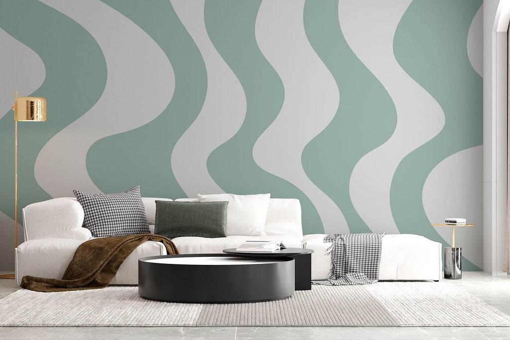 Green and white wavy lines