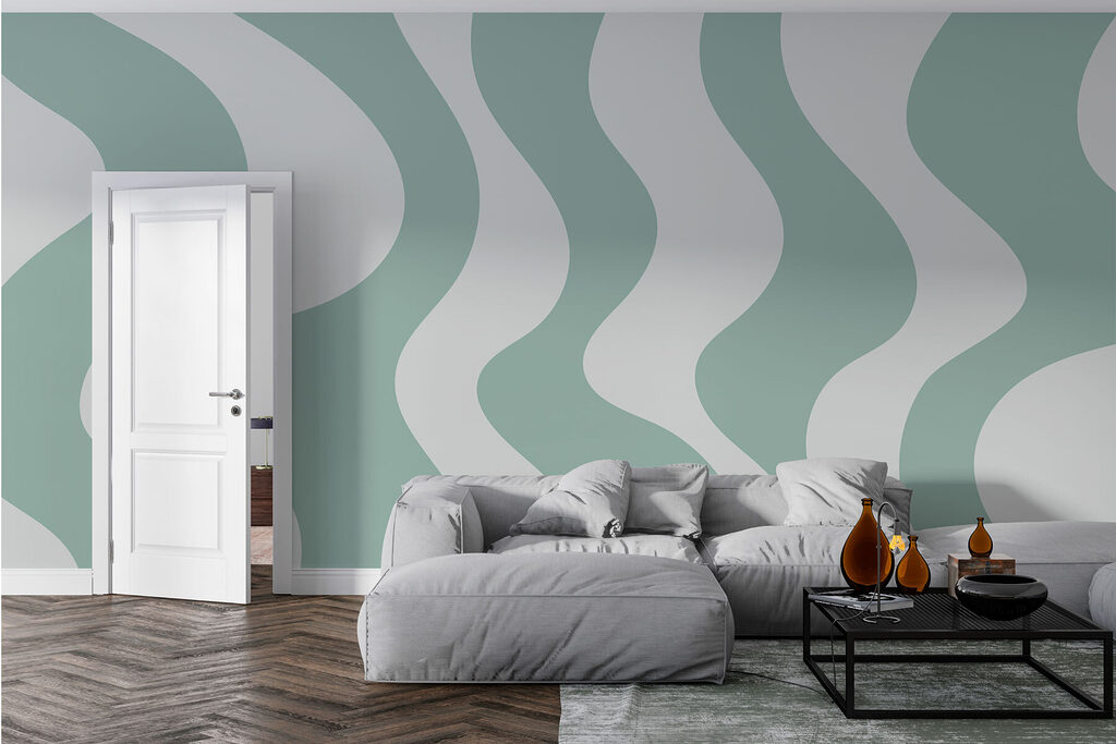 Green and white wavy lines