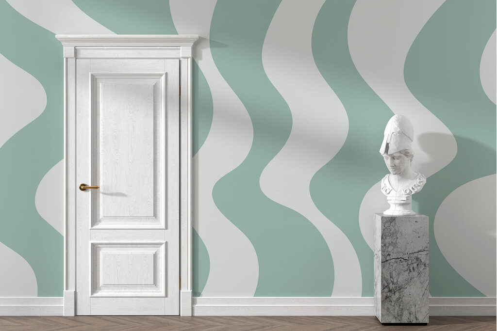 Green and white wavy lines