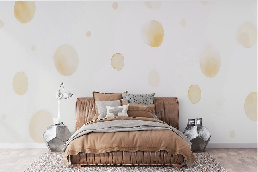 White and yellow polka dot wallpaper