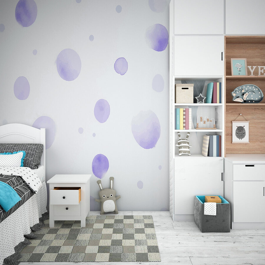White surface with purple dots