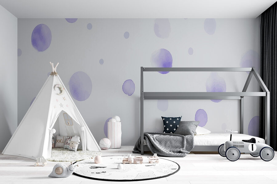 White surface with purple dots