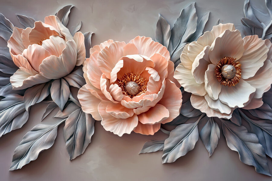 Wall murals Group of flowers with leaves - Image 7