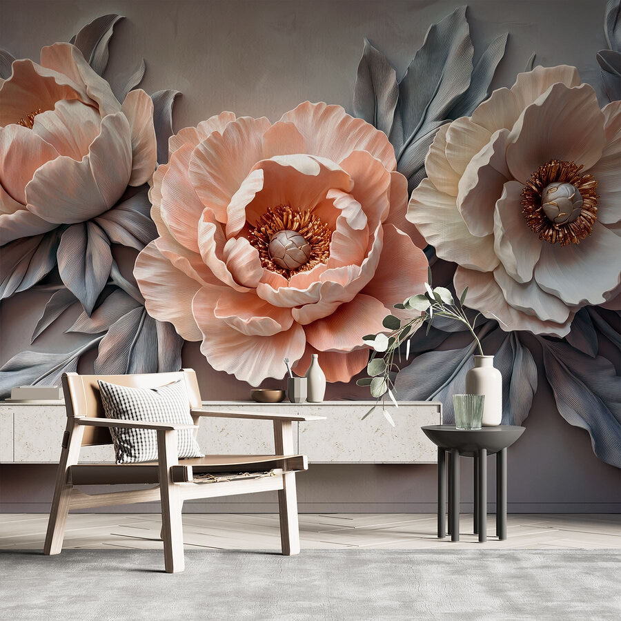 Wall murals Group of flowers with leaves - Image 3
