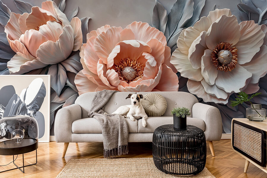 Wall murals Group of flowers with leaves - Image 4