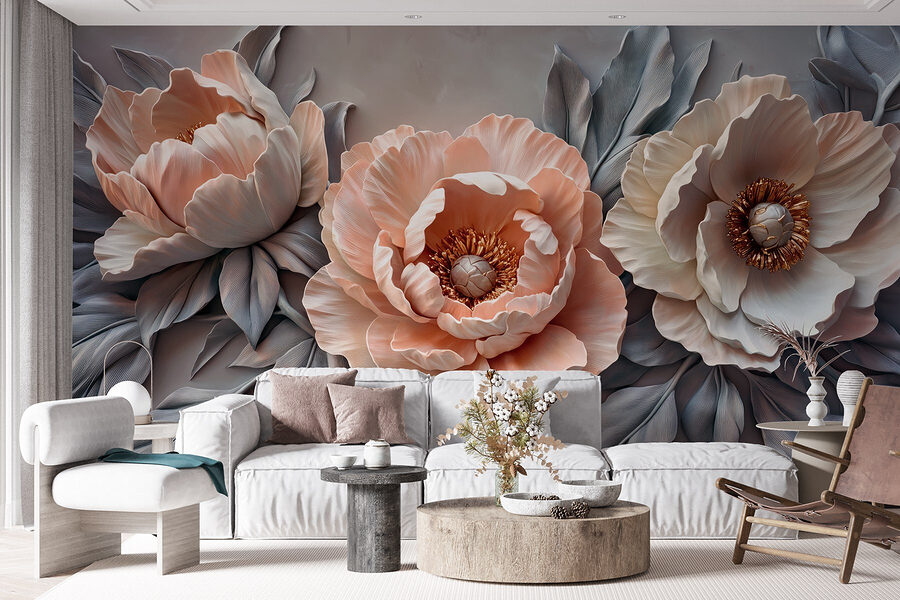 Wall murals Group of flowers with leaves - Image 6