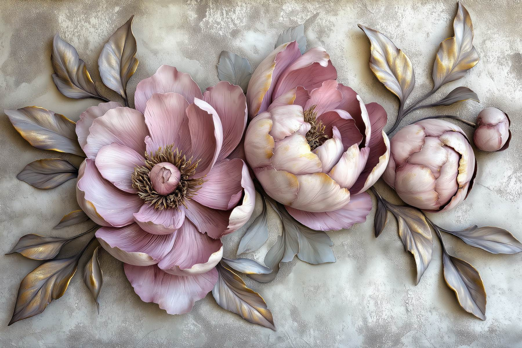 Group of flowers with leaves