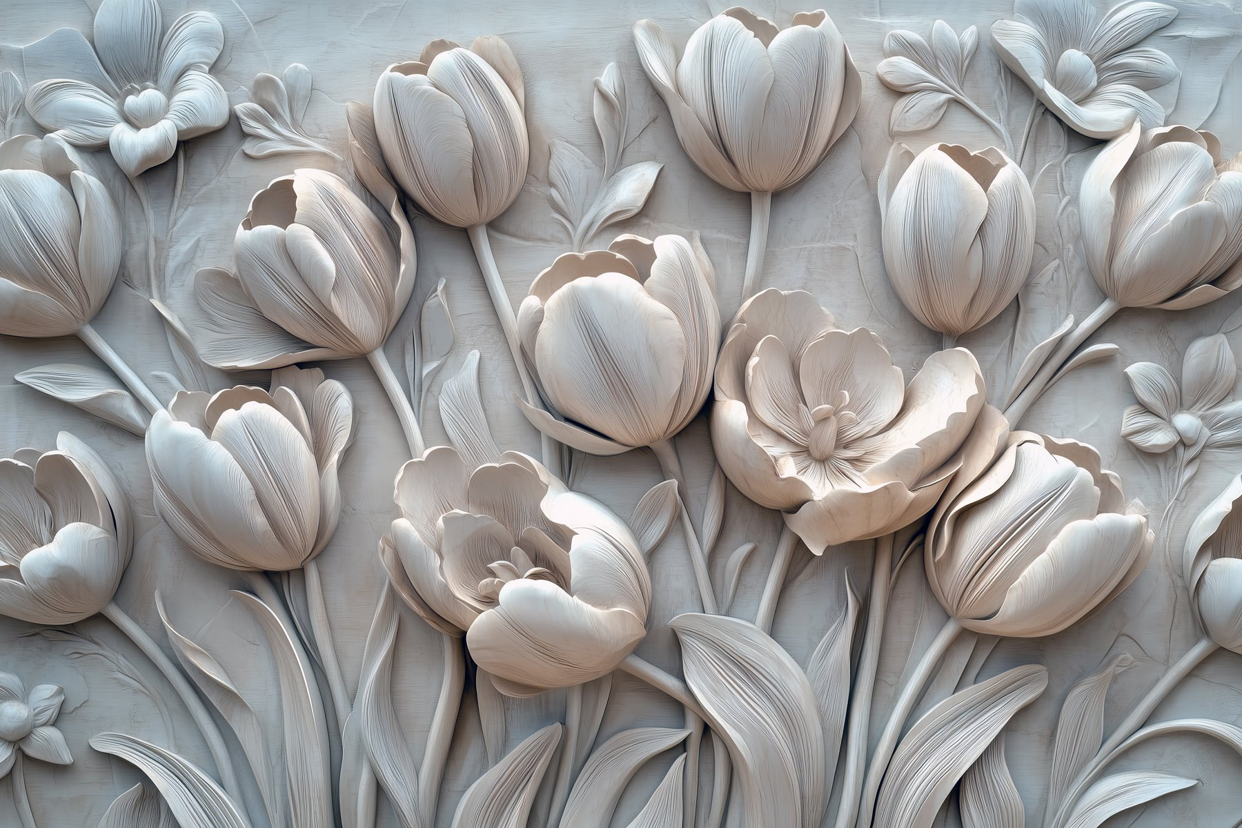 White flower carving on a wall White flower carving on a wall