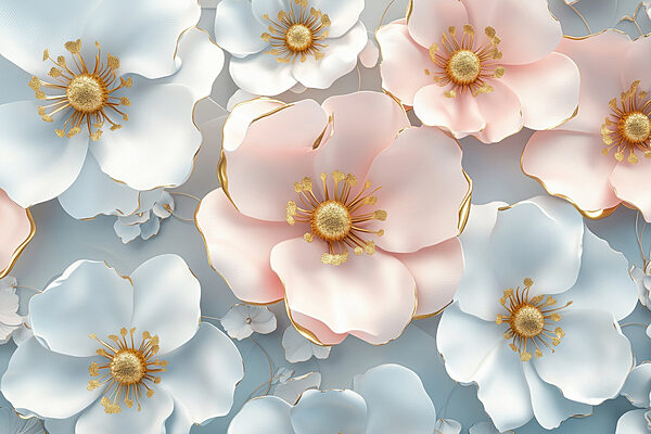 Group of white and pink flowers Group of white and pink flowers