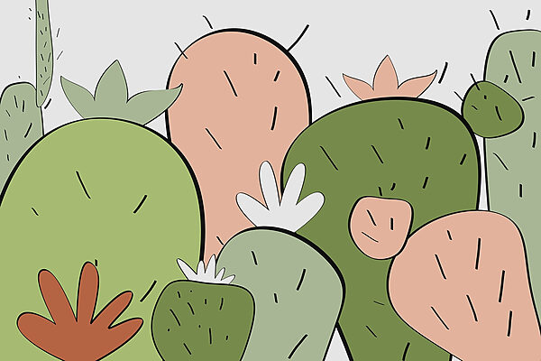 Group of cactuses with different shapes Group of cactuses with different shapes
