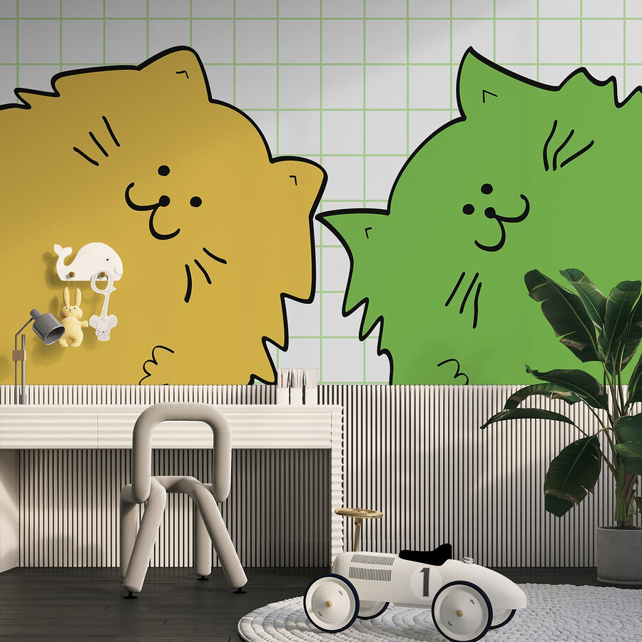 Yellow and green cat